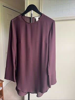 H&M Plum Long-Sleeve Round-Neck Blouse